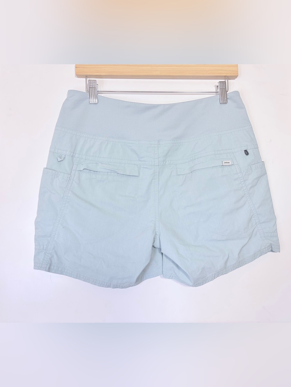 prAna Kanab Mid Rise Short M Saltwater Blue Organic Cotton Climbing Hiking - Picture 2 of 5